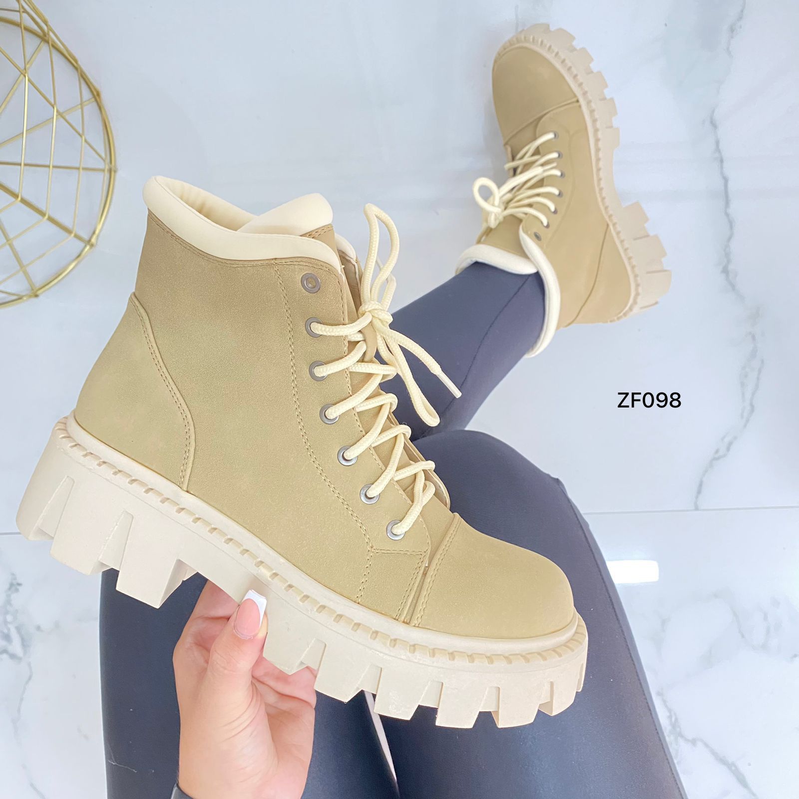 Botin cafe suela beige 4cm 8591 C40